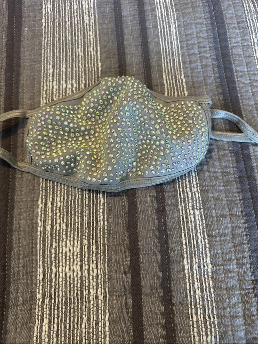NWOT Rhinestone Embellished Gray Women's Face Mask